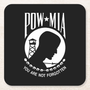POW MIA-vlag: Vermiste soldaten van de Vietnamoorl Vierkante Kartonnen Onderzetter