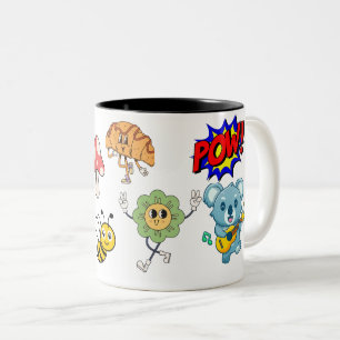 POW! Personages - Retro Cartoon Fun Design Tweekleurige Koffiemok