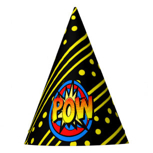 Pow Pop Art Cartoon Superpower Birthday Pet Feesthoedjes