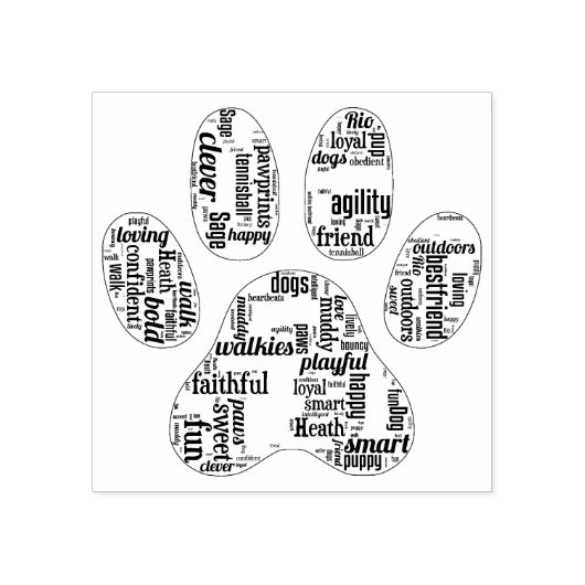 pow print hond Wordcloud Rubberstempel (Afrduk)