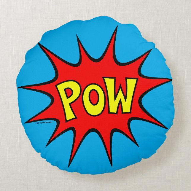 Pow! Rond Kussen (Achterkant)