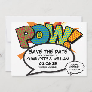 POW Sla de datum op Leuk Retro Stripboek Pop Art Kaart