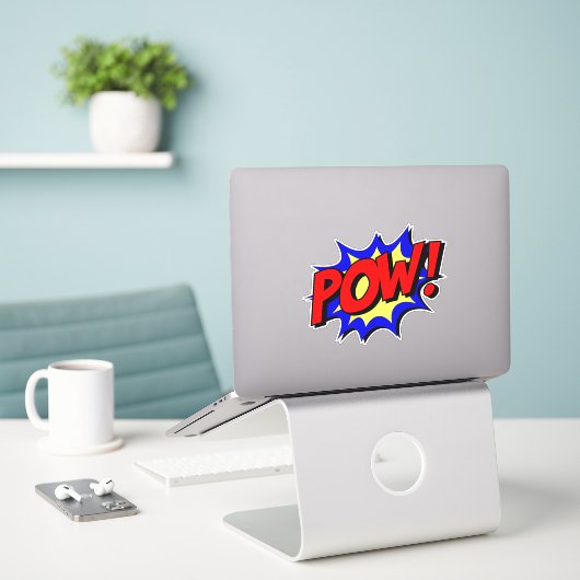 POW ! Sticker Effet Texte Comique - Retro Fun (Ordinateur portable sur le bureau)