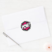 POW! Stripboekstijl Ronde Sticker (Envelop)