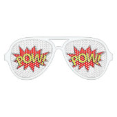 POW! - Superheld Comic Book Red/Yellow Bubble Aviator Zonnebril (Voorkant)