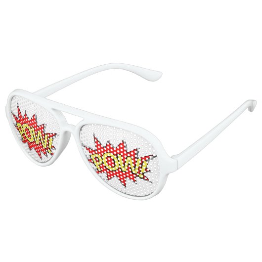 POW! - Superheld Comic Book Red/Yellow Bubble Aviator Zonnebril (Gekanteld)