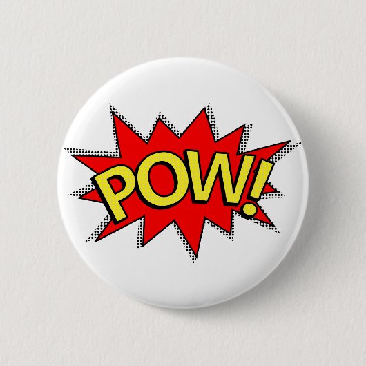 POW! - Superheld Comic Book Red/Yellow Bubble Ronde Button 5,7 Cm (Voorkant)