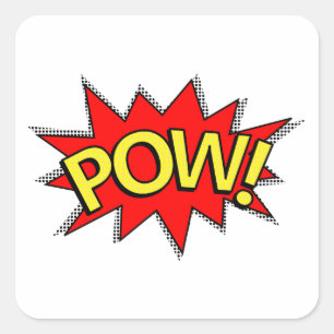 POW! - Superheld Comic Book Red/Yellow Bubble Vierkante Sticker