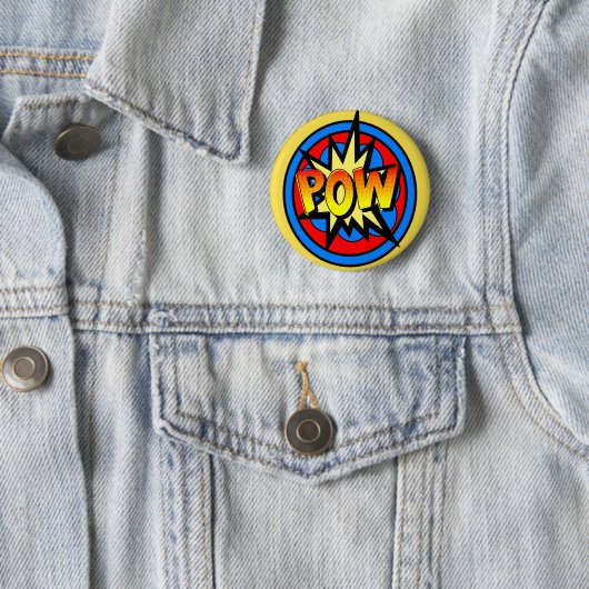 Pow Superhero Cartoon Button (In situ)