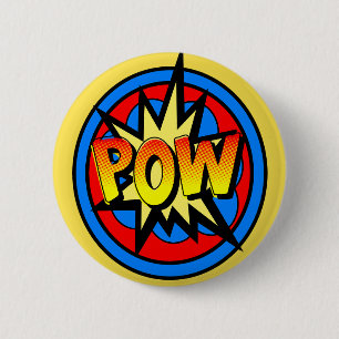 Pow Superhero Cartoon Button