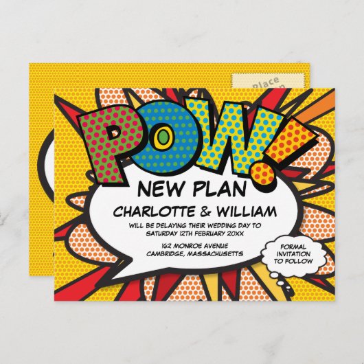 POW Uitgestelde Verandering van Datum Stripboek Po Briefkaart (Voorkant / Achterkant)