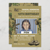 POW, War Threaded Escape Room, Birthday Party Kaart (Voorkant / Achterkant)