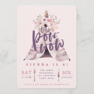 Pow wow de verjaardagsfeestje nodigt uit kaart