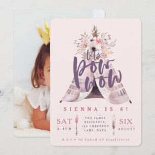 Pow wow tipi verjaardagsfeestje foto uitnodigen kaart