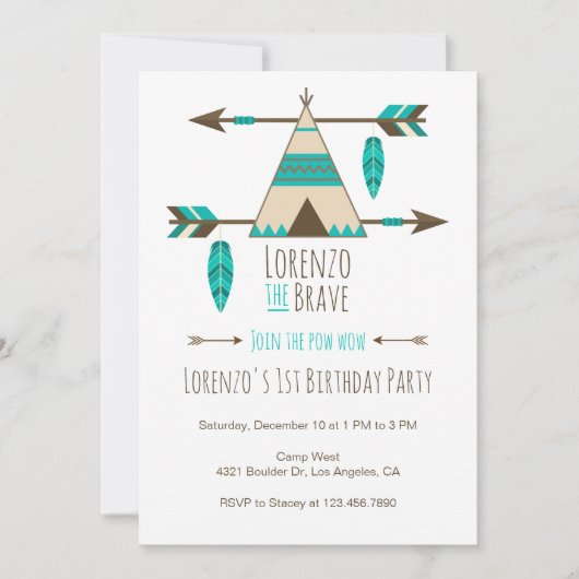 Pow Wow Tribal Anniversaire Fête Invitation (Devant)