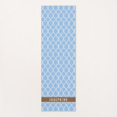 Powder Blue And Brown Trellis Pattern With Name Yogamat (Voorkant)