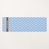 Powder Blue And Brown Trellis Pattern With Name Yogamat (Voorkant (horizontaal))