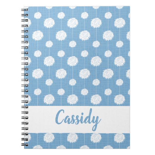 Powder Blue Cheerleader Pom Pom Pattern Notitieboek (Voorkant)