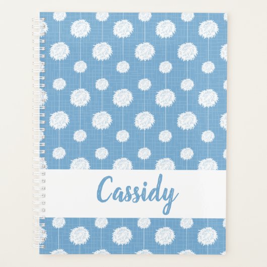 Powder Blue Cheerleader Pom Pom Pattern Planner (Voorkant)