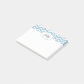 Powder Blue Chevron Name Monogramed Post-it® Notes (Schuin)