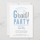 Powder Blue en Grey Graduparty Kaart (Voorkant)