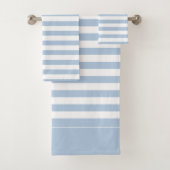 Powder Blue en White Striped Bath Towel Set Bad Handdoek (Insitu)