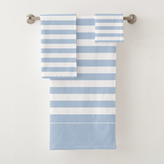 Powder Blue en White Striped Bath Towel Set Bad Handdoek (Insitu)