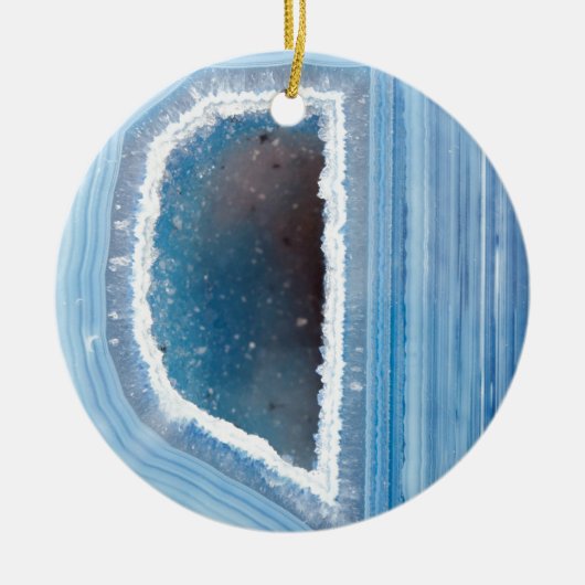 Powder Blue Geode Druzy Keramisch Ornament (Voorkant)