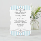 Powder Blue Grey Nautical Wedding Invitation Kaart (Staand voorkant)