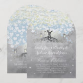 Powder Blue Heart Leaf Tree Woodsy Boho Wedding Kaart (Voorkant / Achterkant)