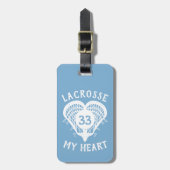 Powder Blue Lacrosse My Heart Bagagelabel (Voorkant verticaal)