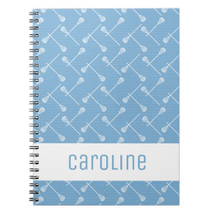 Powder Blue Lacrosse White Sticks Patterated Notitieboek