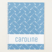 Powder Blue Lacrosse White Sticks Patterated Planner (Voorkant)