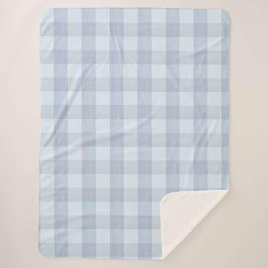 Powder Blue Large Gingham Plaid Sherpa Blanket (Devant)