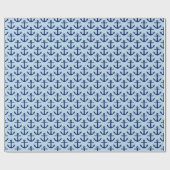 Powder Blue, Navy Blue Anchors Pattern Cadeaupapier (Vlak)