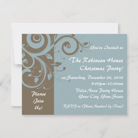 Powder Blue Reverse Swirl Custom Invitations Kaart (Voorkant)