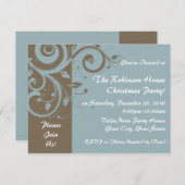 Powder Blue Reverse Swirl Custom Invitations Kaart (Voorkant / Achterkant)