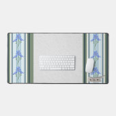 Powder Blue Striped Floral  Bureaumat (Keyboard & Muis)
