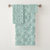 Powder Blue Swirl Towel Set Bad Handdoek (Insitu)