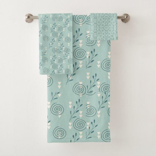 Powder Blue Swirl Towel Set Bad Handdoek (Insitu)