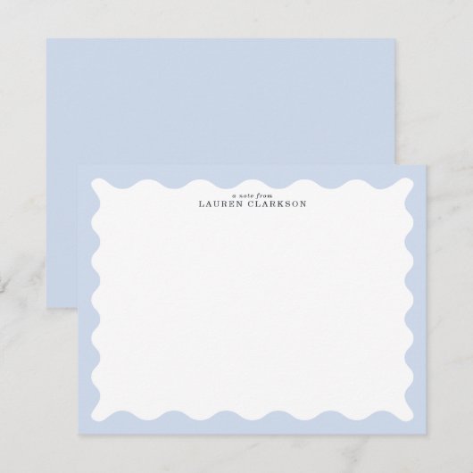 Powder Blue Wavy Frame Note Card Kaart (Voorkant / Achterkant)