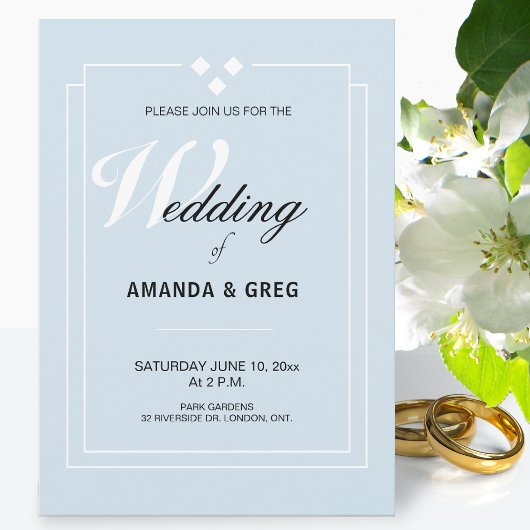 Powder Blue Wedding Invitation Kaart