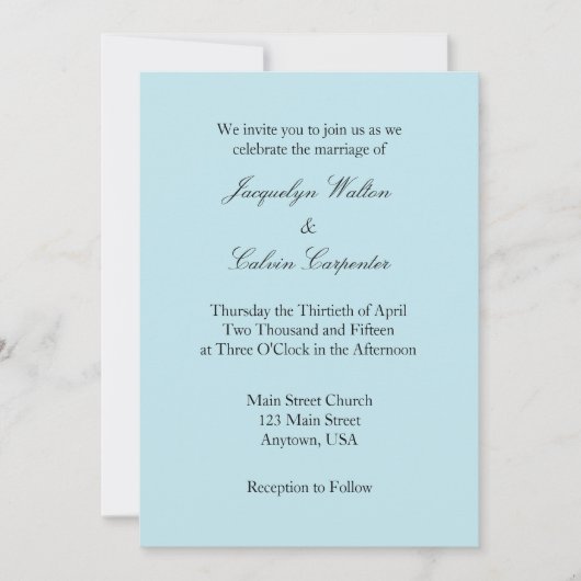 Powder Blue White Plain Simple Weddenschap Kaart (Voorkant)