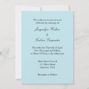 Powder Blue White Plain Simple Weddenschap Kaart