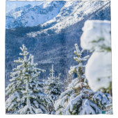 Powder Forest // Blue Snow Pet Mountain Douchegordijn (Voorkant)