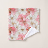 Powder Pink Gold Floral Towel Modern Wedding Gift (Gant de toilette)