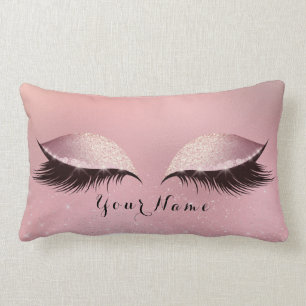 Powder Pink Name Princess Lashes Glitter Makeup Kussen