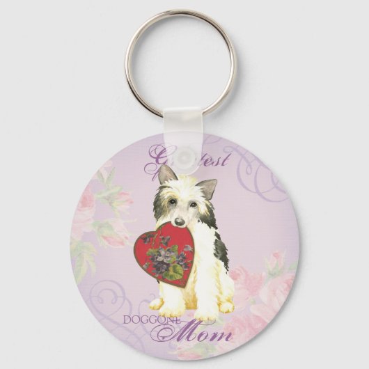Powderpuff Heart Mam Sleutelhanger (Voorkant)