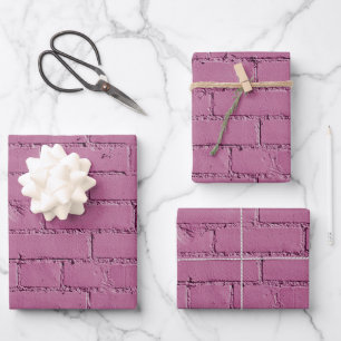 Powdery Fuchsia Pink Brick Wall Inpakpapier Vel