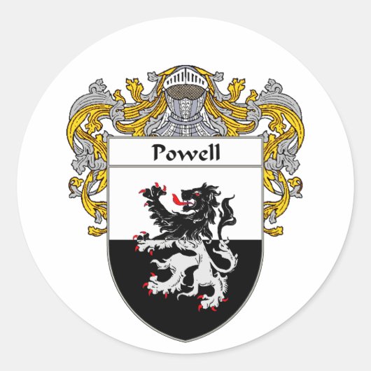 Powell Wapenschild (Gemanteld) Ronde Sticker (Voorkant)
